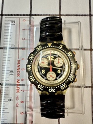 (Hold)⌚️Swatch Aqua Chrono 黑色彈弓錶帶潛水錶