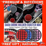 Dadu Cup Drink Holder Mat Anti Slip Thai Style Checkmate Dice Waterproof Car Coaster Pelapik Kereta