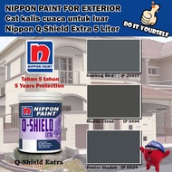 Nippon Paint Q-Shield Extra Exterior Collection 5 Liter Smoking Gray 2045T / Muddy Cloud 0494 / Pewter Shadow 0524