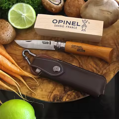 Opinel Brown Leather Knife Sheath Portable Belt Carry Knife Protective Cover Outdoor Camping Hiking 
