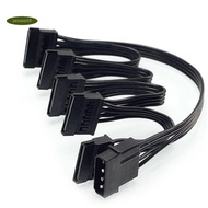 4Pin IDE to 5-Port Power Supply Cable 4Pin  to Multi SATA Port 18AWG Wire Power Cord For Hard Drive 