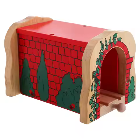 Wooden Train Track Tunnel Mountain Cave Rail Expansion Kids DIY Simulation Train Set Playing Accesso