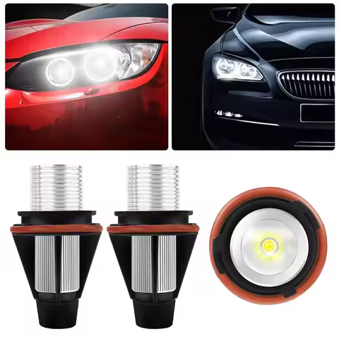 For BMW E39 E60 E63 E64 E53 5 6 7 X3 X5 Pair LED Car Fog Lights 12V 6000K Angel Eye Car Marker Light