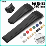 20mm 21mm Silicone Watch Strap for Rolex Water Ghost Oyster Perpetual Yacht-Master Curved End Watch 