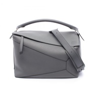 【二手】 LOEWE Puzzle Bag 大號兩用手提包，灰色皮革，女士，二手