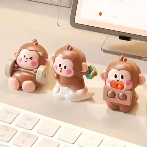 Resin Monkey Miniature Figurine Handmad Collectible Little Monkey Ornaments Cartoon Statue Monkey La