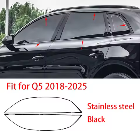 Car Accessories FIT For Audi Q5 FY 2018-2025 stainless steel Black Car Window Sill Trim Molding Cove
