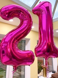 1 globo con números de color rosa fuerte de 40 pulgadas, globo de helio de película de poliéster con números gigantes de gran tamaño para fiesta de cumpleaños, graduación, aniversario, baby shower o decoración de sesión de fotos