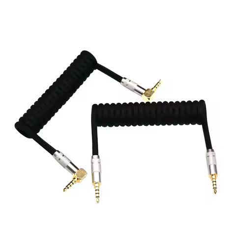 3.5mm TRRS to TRRS 10CM Spring Coiled Cable for Split Keyboard RODE Sc7 By VIDEOMIC GO Video Micro-t