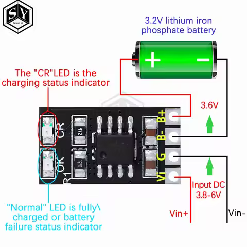 Dedicated 3.2V LiFePO4 Battery Charger Module 3.6V 1A CV/ CC wtih Overvoltage Protection Automatic R