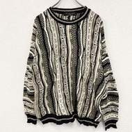 90年代古著Protege COOGI 風格腈綸針織毛衣，3D 立體針織，全身印花，顏色， L 碼