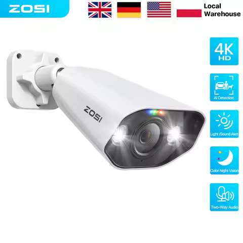 ZOSI 5MP 8MP PoE Add-on Camera Smart Human Vehicle Detection 4K IP Camera Outdoor CCTV Security Vide