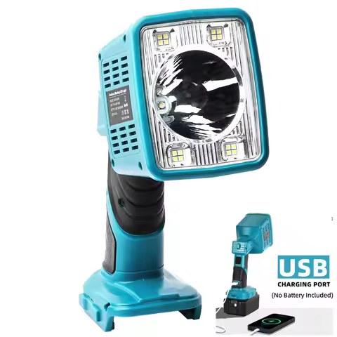 16W Cordless LED Flashlight for Makita 18V 1600LM USB Charger for Camping, Fishing, Car Repair, Job 