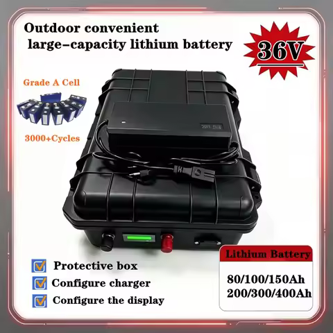 36V 50Ah 80Ah 100Ah 200Ah 300Ah 400Ah Lithium Ion Battery Pack for 4000W 2000W Tricycle Scooter Boat