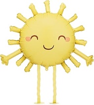 XXL Running Foil Balloon Sun with Smiley - 77 x 62 cm - Yellow Standing Balloon with 50 cm Legs - Su