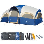 8 Person Tent for Camping, Waterproof Windproof Family Tent with Rainfly, Divided Curtain Design for