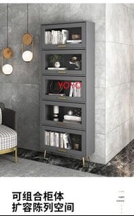 L0282北歐輕奢書櫃客廳書房帶玻璃門收納展示儲物櫃置物架書架60cm（包運送）