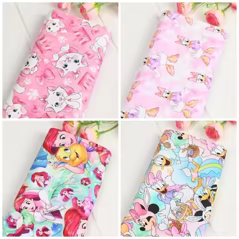 Sale Disney Princess Cat Marie Mickey Daisy Duck Cotton Fabric For Sewing Patchwork Quilting Fabrics
