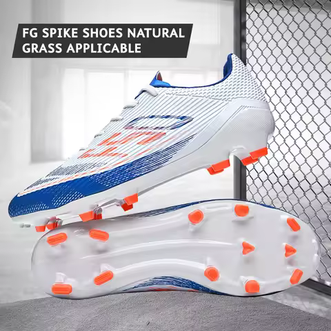 Cost-effective AG FG Football Boots PU Blend Upper Long TPU Stud Anti-slip Durable Budget Grass Foot
