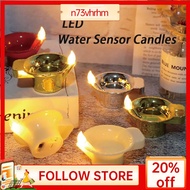 N73VHRHM 12ชิ้น Diwali Diya ไฟ LED ไฟฟ้าลอยน้ำได้เทียนเซ็นเซอร์กันน้ำเรืองแสงเทียนประดับตกแต่งเทศกาล