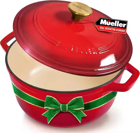 6qt Enameled Cast Iron Dutch Oven with Lid, Oven-Safe to 500°F, Versatile Casserole Pan for Home Coo