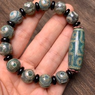 Tibetan Old Agate Three Eyes Nine Eyes Dzi Beads Dzi Beads Bracelet Antique Jade Rosary Beads Handma