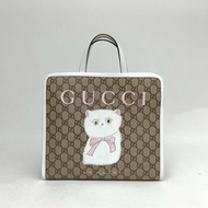 GUCCI 圖案PVC銀扣貓咪兒童包手提托特包肩背包