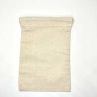 Beige canvas pouch draw string 14 x 20.5cm