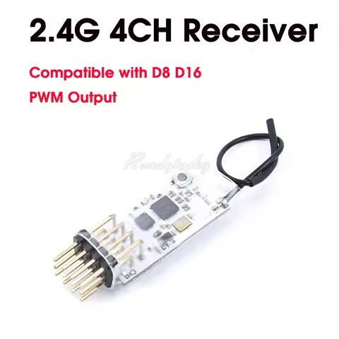 Mini 2.4G 4CH Receiver PWM Output Compatible with D8 D16 for FRSKY Futaba Jumper T16 X9D RC FPV Raci