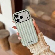 1 ชิ้น เคสโทรศัพท์ลายทางสีเขียวมะกอกและสีเบจสำหรับ Phone 17 Pro Max, เหมาะสำหรับ Phone 16 Pro Max, 1