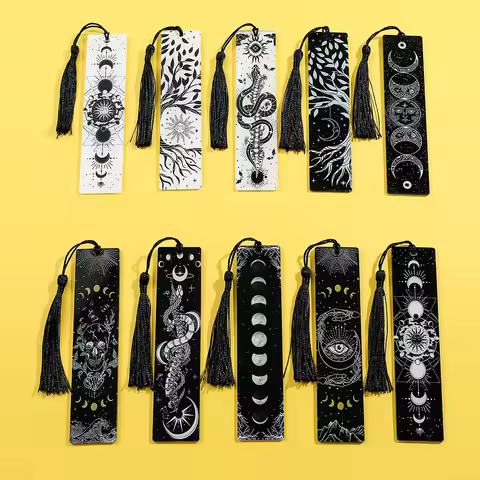 1pcs/2pcs Tree of Life Moon Tarot Element Patter Acrylic Bookmarks Student Learning Supplies Station