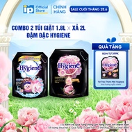 Combo Túi Nước giặt Đậm Đặc Hygiene 1.8L x Nước Xả Vải Đậm Đặc Hygiene 2L/2.2L - Hương Hoa Mẫu Đơn