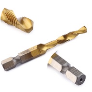 Titanium Plated Hex Shank HSS Screw Thread Metric Tap Drill Bits Screw Machine Compound M3 M4 M5 M6