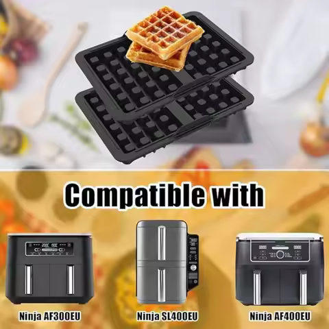 2Pcs Waffle Silicone Baking Pan Mold for Air Fryer Ninja AF500DE SL400EU AF451EU AF400EU AF300EU Air