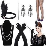 1920s Accessories Airplane Headband Necklace Earrings Gloves Cigarette Clip Party Masquerade Accesso