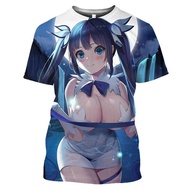Pop 3D Printed Anime T Shirt Danmachi Hestia Naked Girl Graphic Men Tees Sexy Virgin Figure Pattern 