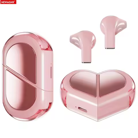 Pink Heart Wireless Earbuds for Girls Cute Small Earphones Hifi Stereo Sound Bluetooth Headsets Touc