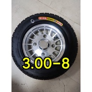 3.00-8 PMA tubeless rear tyre 3.00-8 pma tyre with rim 3.00-8 pma tyre pma rear tyre with rim