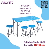 🍀 [SG STOCK] Foldable Table HDPE Portable 120*60 cm Heavy Duty Adjustable Height Folding Strong Stable Sturdy Outdoor Ev