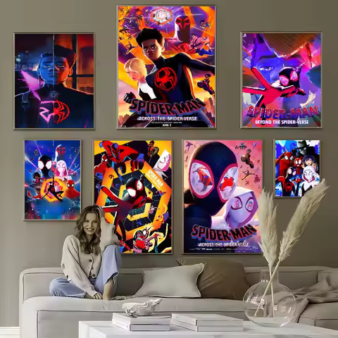Spider Man Across The Spider Verse DIY Sticky Poster Fancy Wall Sticker For Living Room Bar Decorati