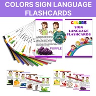 COLORS SIGN LANGUAGE FLASHCARDS ASL , SIGN LANGUAGE FLASH CARDS , EDUCATIONAL LAMINATED