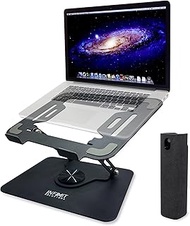 Infinit Solutions Adjustable Laptop Riser Stand for Desk with Mini Screen Cleaner, Home Office Accessories with Ergonomic Rotating Base, Portable Computer Table Holder, Cooling Air Flow Vent