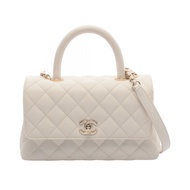 【二手】香奈兒 (Chanel) Coco Handle Matelassé 翻蓋手提包 A92990 白色小牛皮（牛皮）Coco Handle Matelassé 雙向鏈條肩背包