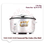 5.6L | 6.6L | 8.0L Commercial Rice Cooker (Non Stick Cooking Pot) - (3 Pin Plug)