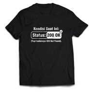 Men's T-shirt with the words Programmer STATUS 200 OK Error 404 Not Found Adult Unisex Tops PakeKaos
