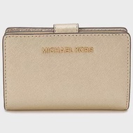 MICHAEL KORS 素面皮革扣式中夾-金金