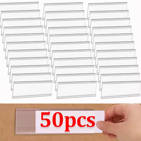 Transparent Self-adhesive Shelf Label PVC Index Card Pockets Tag Convenient Cabinet Seasoning Classi
