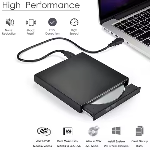 USB 2.0 External DVD Drive High Speed CD Portable CD DVD RW Optical Drive Rewriter Player Burner Com