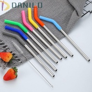 DANILO1 2Pcs Stainless Steel Straw, Reusable Detachable Metal Straw, Durable With Silicone Tip Smooth Surface 8mm Stanley Cup Straw Drink