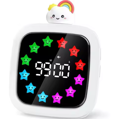 ABZC-Digital Visual Timer,9 Optional DIY Color Star Display, Rechargeable 99-Minute Silent Countdown